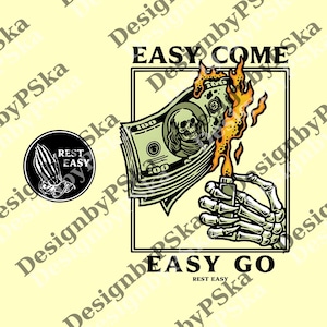 Rest Easy png、Easy Come Easy Go スケルトンデザイン、カジュアルで快適、男性と女性へのプレゼントに最適 png、ストリートウェアトップメンズウェア png