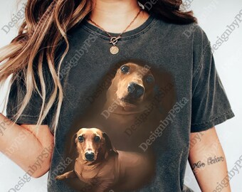 The Dachshund Dog Portrait png, Vintage Funny Dachshund png, Cringe Dachshund Humor png, Dog Portrait Parody png, Dachshund Digital