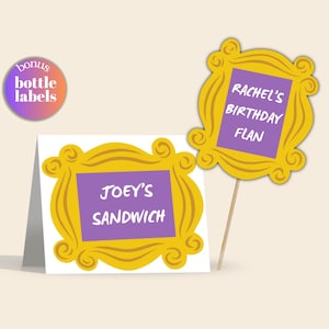 Etiquetas para comida con temática de Friends / Tarjetas de mesa para buffet de fiesta / Etiquetas para vino / Descarga digital