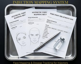 Aesthetic Injection Mapping Record | Botox & Filler Face Chart | Nurse Injector Forms | Male and Female Anatomy | Med Spa Treatment Log