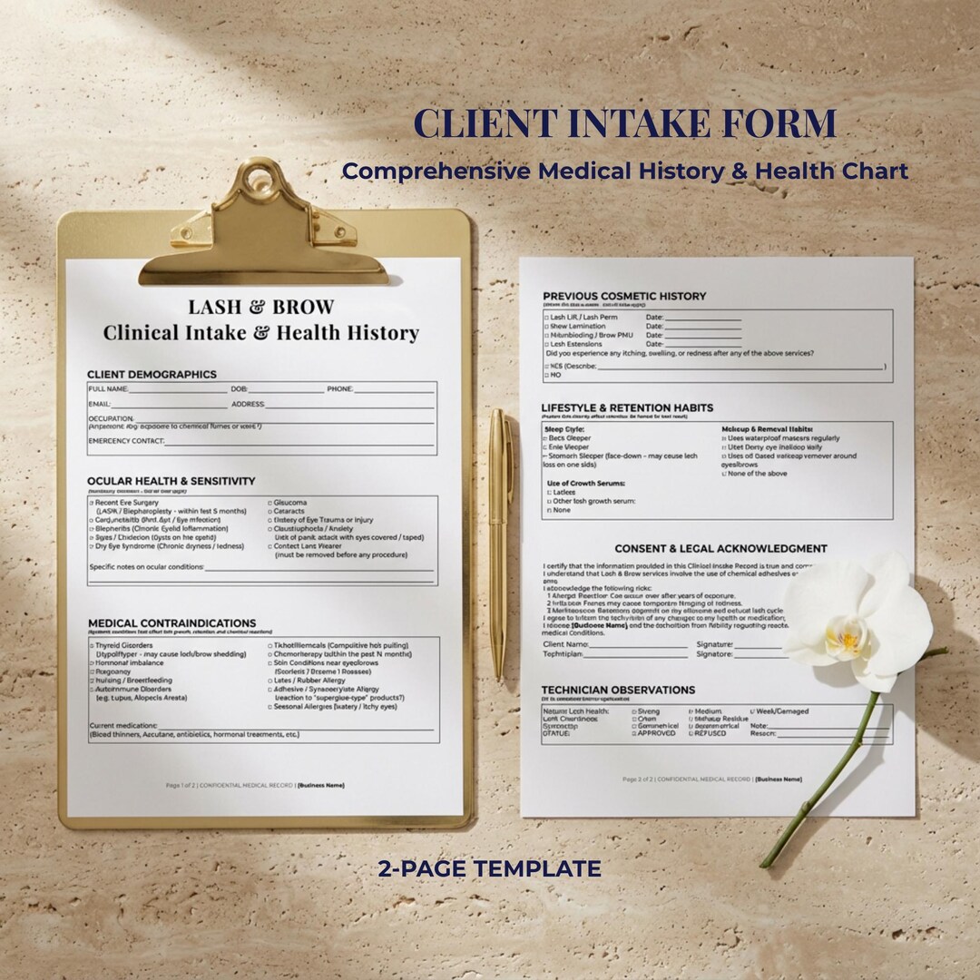 Lash Client Intake Form & Medical History | Esthetician Consultation ...