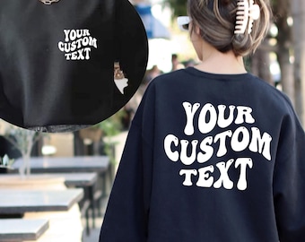 Custom Text Sweatshirt: Personalized Retro Wavy Design