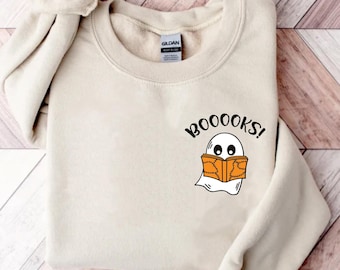 Ghost Reading Book Sweatshirt, Halloween Teacher Shirt