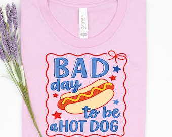 Funny 4th of July T-Shirt: Bad Day to Be a Hot Dog - Retro Patriotic Tee