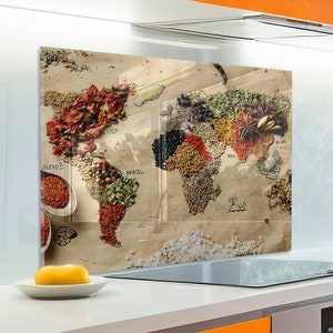 USA Map Küchenrückwand | Hitzebeständige Wandplatte für Ofen | Moderne Wandkunst für Küchen | Dekorativer Wandschutz aus Glas  Küchen Dekor