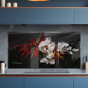 Dosseret de cuisine en verre trempé, panneau de dosseret de poêle, couverture arrière de poêle résistante à la chaleur, décoration de cuisine moderne, panneau mural en verre trempé