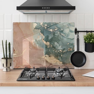 Tempered glass kitchen backsplash, Stove backsplash panel, Heat Resistant stove back cover, Modern kitchen decor, Premium Glass wall panel