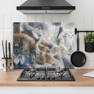 Dosseret de cuisine en verre trempé, panneau de dosseret de poêle, couverture arrière de poêle résistante à la chaleur, décoration de cuisine moderne, panneau mural en verre trempé