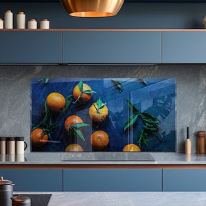 Tempered glass kitchen backsplash, Stove backsplash panel, Heat Resistant stove back cover, Modern kitchen decor, Tempered Glass wall panel