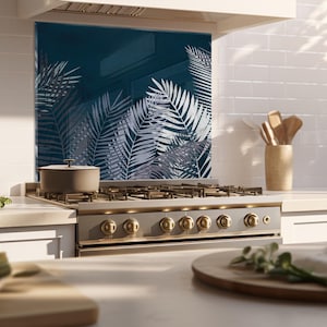 Custom Tempered Glass Backsplash: Modern Kitchen Decor