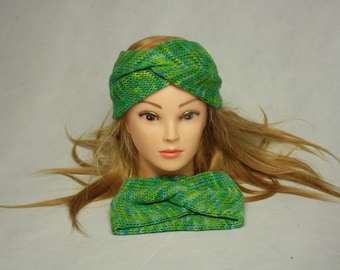 Vibrant Hand-Dyed Knit Headband, Soft Wool Headband, Hand-Knitted Ear Warmer, Merino Wool Chunky Crochet Headband with Twisted Knot