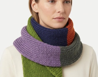 Handmade Merino Wool & Alpaca Scarf – Colorful Hand-Knitted Statement Scarf