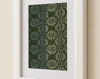 Handwoven Lily Wall Art – Green, Blue & White Textile Art