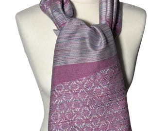 Hand-Dyed Silk Scarf: Green, Blue, Pink - Lightweight Wrap, giftable wrap