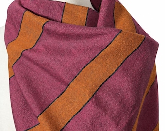 Handwoven Pink Orange Striped Shawl, giftable wrap, Personalied Scarf