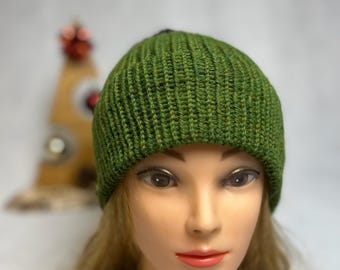 Merino Wool Knit Women Beanie with Pom Pom, Handmade Kid Merino Wool Beanie, Yarn pom hat Knitted hat, Fleece Lined Ski Hat
