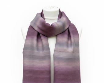 Handwoven Purple Pink gradient Merino Silk scarf - Luxury wool scarf