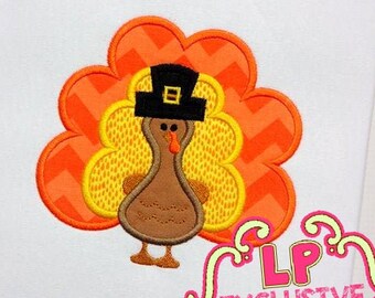 TURKEY Applique 4x4 5x7 6x10 Machine Embroidery Design File Thanksgiving