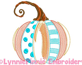 Vintage Fancy Pumpkin 2 ColorWork Sketch Machine Embroidery Design File INSTANT Download