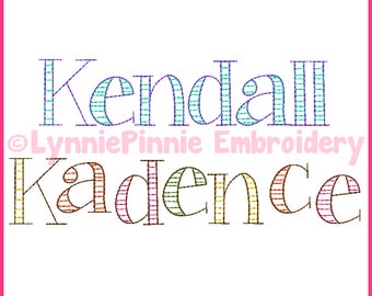 CurlyGirl 2 Color Sketch Font - Triple Run DIGITAL Embroidery Machine Font File-- 3 sizes + BX