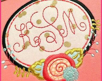 Quick Monogram Sketch Triple Run Embroidery Font 5 sizes + BX Machine Embroidery Design File