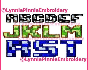 PIXEL BLOCK Multicolor Embroidery Font 3 Sizes Machine Embroidery Design File