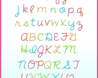 Stitchy Cursive Font with Numbers and Punctuation Machine Embroidery Design File