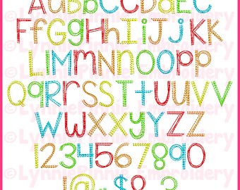 Quick Stitch Colored Pencil Sketch Triple Run DIGITAL Embroidery Machine Font File -- 5 sizes + BX