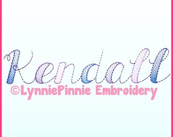 All Things New Cursive Sketch Gradient Fill Triple Run Embroidery Font 3 sizes Download Machine Embroidery Design File BX