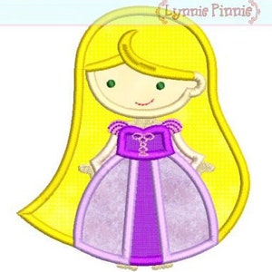 Cutie PRINCESS as RAPUNZEL (2)  Applique 4x4 5x7 6x10 Machine Embroidery Design  INSTANT Download