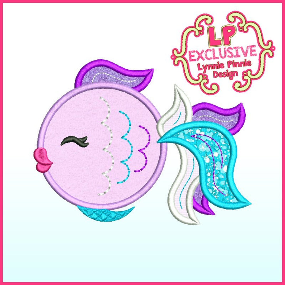 Colorful Fancy Fish Applique Machine Embroidery Design 4x4 5x7 6x10 ...