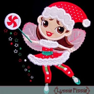 CHRISTMAS Fairy With WINGS Applique 4x4 5x7 6x10 7x11  Machine Embroidery Design File INSTANT Download