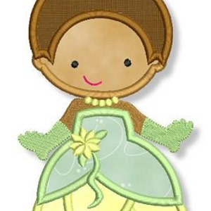 Cutie FROG PRINCESS Applique 4x4 5x7 6x10 Machine Embroidery Design FILE Instant Download image 1