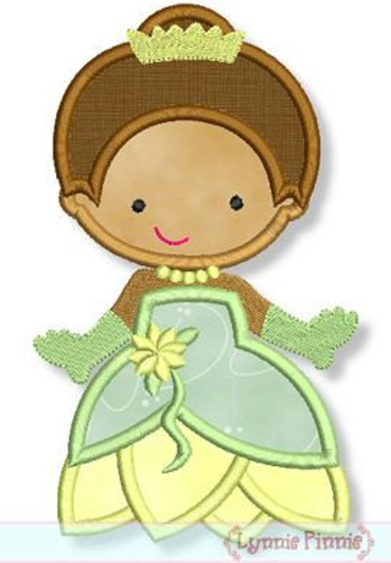 Cutie FROG PRINCESS Applique 4x4 5x7 6x10 Machine Embroidery Design FILE Instant Download image 1