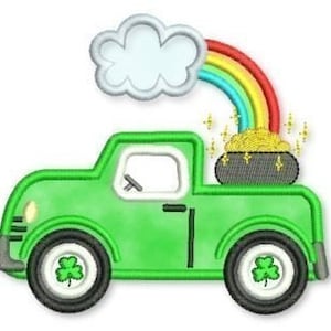 ST. PATRICK'S DAY Truck Applique 4x4 5x7 6x10  Machine Embroidery Design