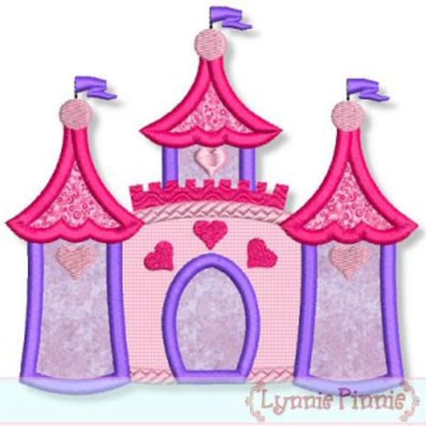 CASTLE 2 Applique 4x4 5x7 6x10 7x11 Machine Embroidery Design princess girl  INSTANT Download