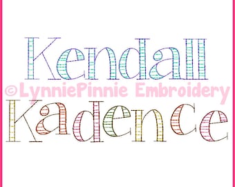 CurlyGirl 2 Color Sketch Font -  Triple Run DIGITAL Embroidery Machine Font File-- 3 sizes + BX