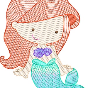 Mermaid Princess (optional mylar) 3 Sizes Machine Embroidery Design File