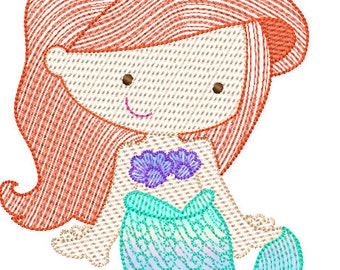 Mermaid Princess (optional mylar) 3 Sizes Machine Embroidery Design File