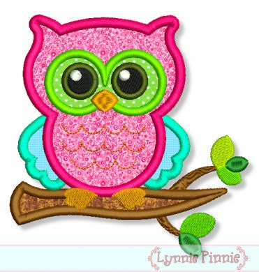 OWL on a BRANCH Applique 4x4 5x7 6x10 7x11 Machine Embroidery Design File INSTANT Download