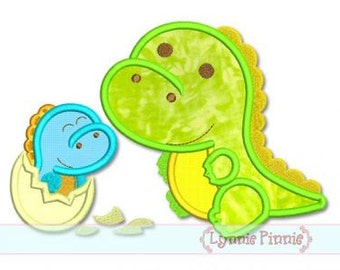 DINOSAUR Siblings BOY Applique 4x4 5x7 6x10 svg  Machine Embroidery Design File INSTANT Download