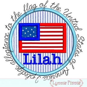 VERSPRECHEN DER Treue FLAGGE Kreis Rahmen Namensrahmen 4x4 5x7 6x10 Patriotic Juli 4th American Machine Embroidery Design FILE Instant Download
