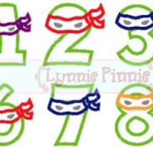 NINJA NUMBERS Applique Set 0 to 9  4x4 5x7 6x10  Machine Embroidery Design File INSTANT Download