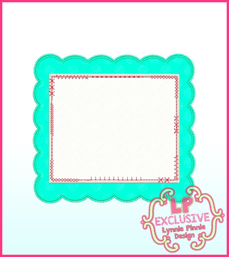 Triple Zig Zag Applique Scallop Patch Frame 1  Machine Embroidery Design File
