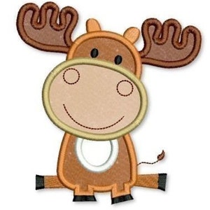 Baby MOOSE Applique 4x4 5x7 6x10  Machine Embroidery Design  INSTANT Download File