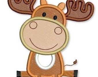 Baby MOOSE Applique 4x4 5x7 6x10  Machine Embroidery Design  INSTANT Download File