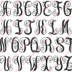 Lynnie's Swirly Monogram Font 5 sizes Machine Embroidery Design File