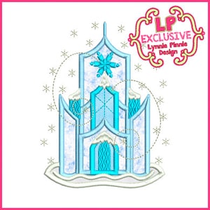 Snowy Winter Ice Castle Applique 4x4 5x7 6x10 7x11 SVG Machine Embroidery Design