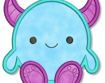 CUTE MONSTER 3 Applique  4x4 5x7 Machine Embroidery Design boy  INSTANT Download   File