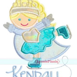 ICE SKATING PRINCESS  2 Applique 4x4 5x7 6x10 7x11 svg Machine Embroidery Design